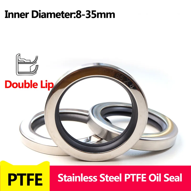 

Stainless Steel PTFE Skeleton Oil Seal High Temperature and High Speed Rotary Shaft Seal Air Compressor Inner Diameter 8-35mm
