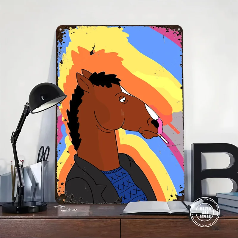 BoJack Horseman Personalized 3D Textured Metal Poster Wall Art Vintage Tin Signs for Room Decorations Apartment Decoration Decor