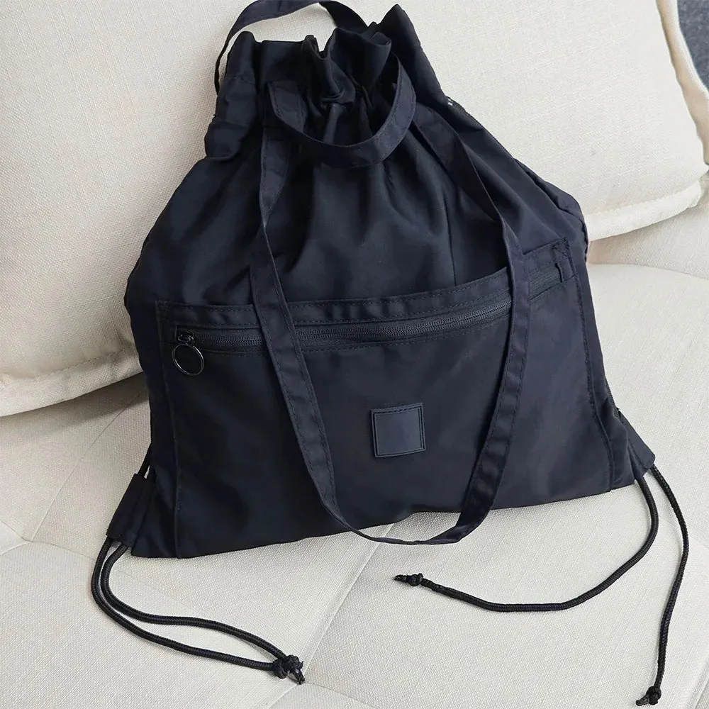 AL Black Utility Tote Bag Back Pack Sport Double Drawstring Backpack Yoga Outdoor Commuting Sports Storage Bag Yoga Sports Bag