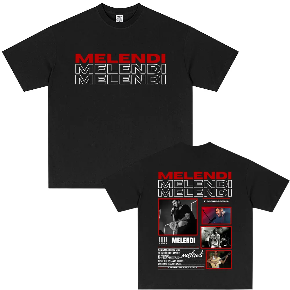 

Melendi Tour 2025 Album Print T Shirt Men Women Vintage Gothic Oversized Cotton short sleeve T-shirt Male Hip Hop Fashion Tshirt