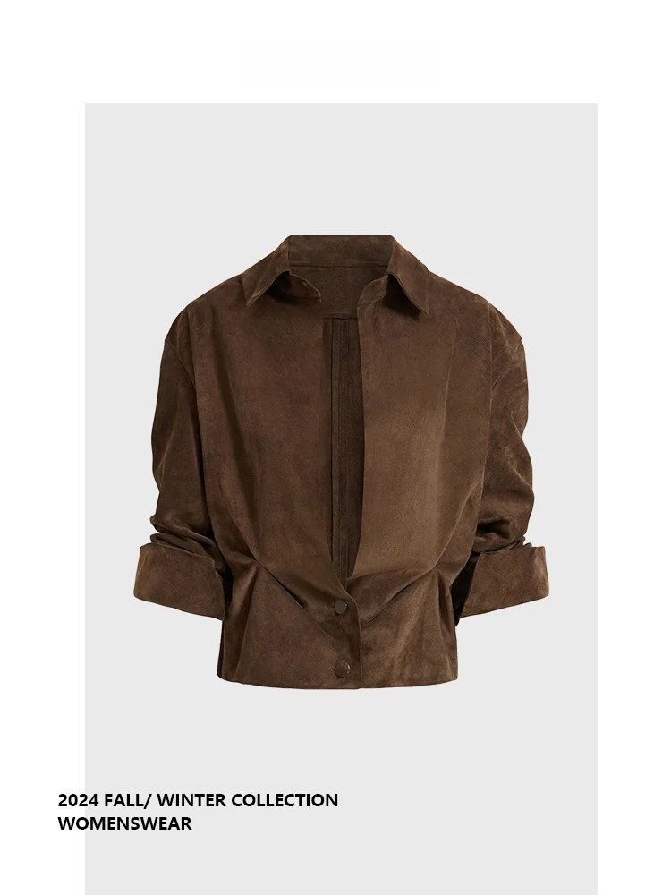 

Retro ort irt Women's Ele High-End Spring 2025 New Design Top BANGON Commute Sle Loose Fit Regular Sve Long irt