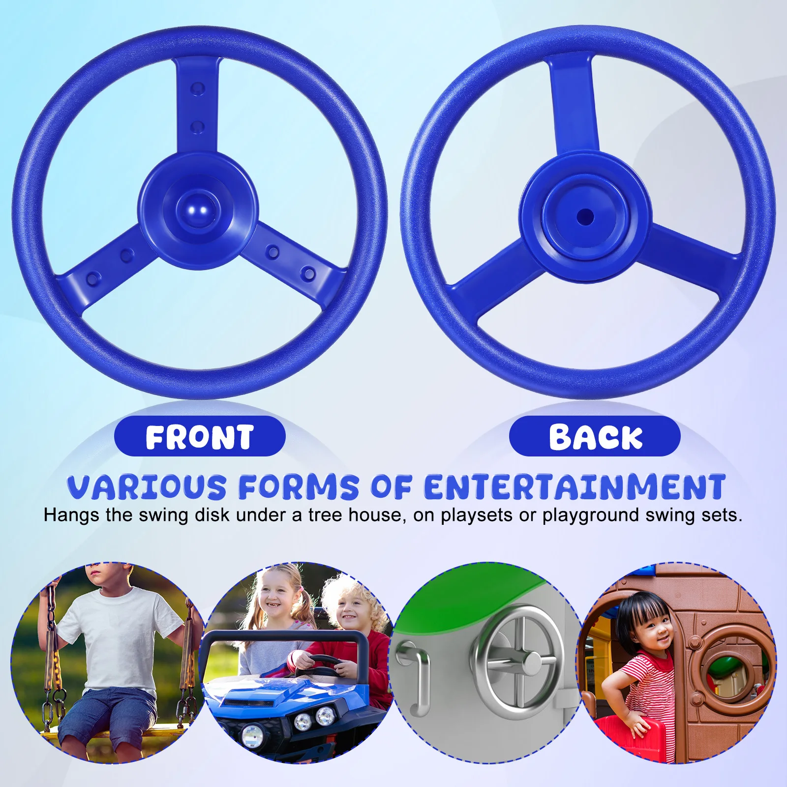 عجلة قيادة بلاستيكية محمولة للأطفال في الهواء الطلق، أراجيح الفناء الخلفي، مغامرات القيادة التظاهري، متينة وسهلة التركيب