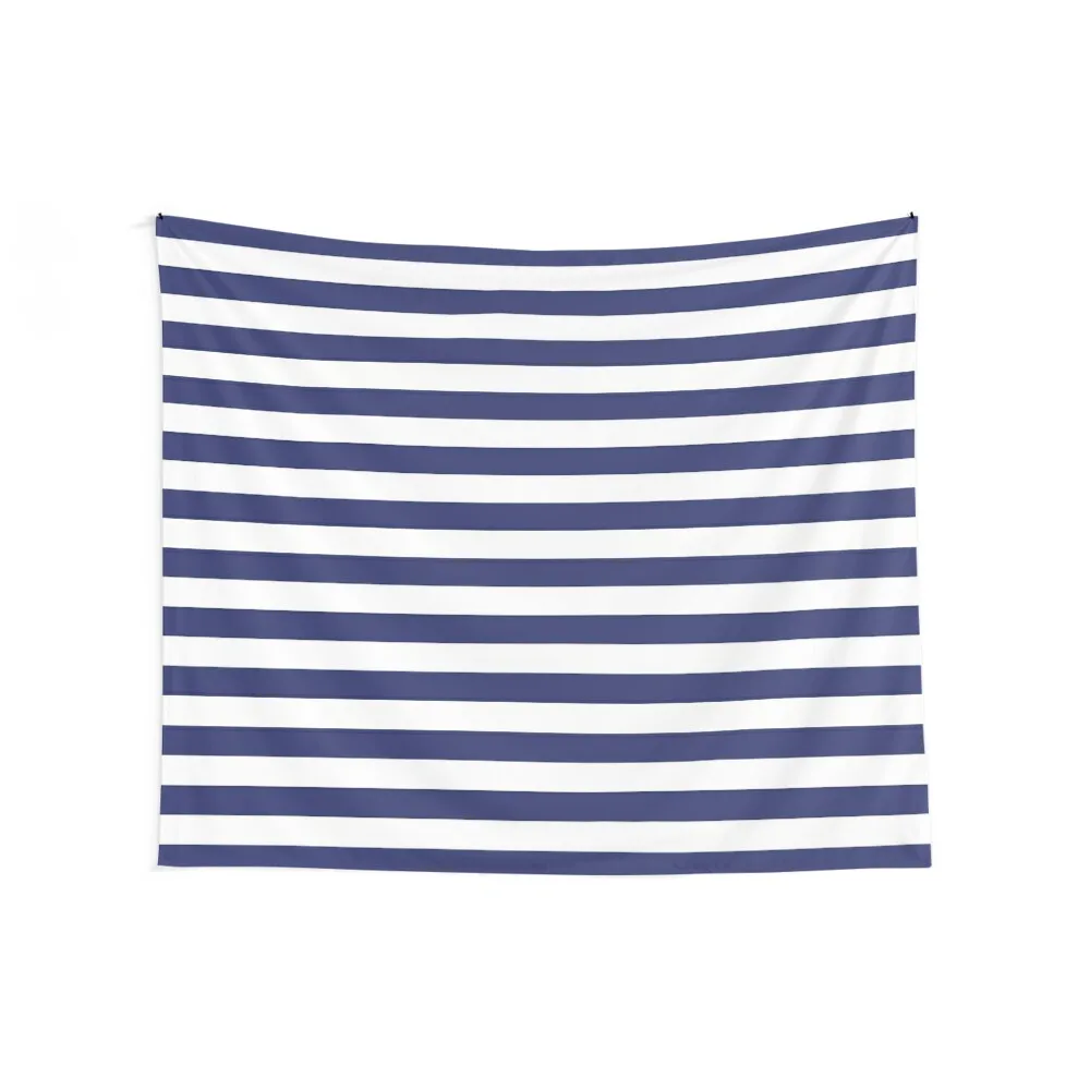 Navy Blue and White Stripes Stripe Patterns Striped Patterns Wide Stripes Horizontal Stripes | Tapestry Wall Decoration Tapestry