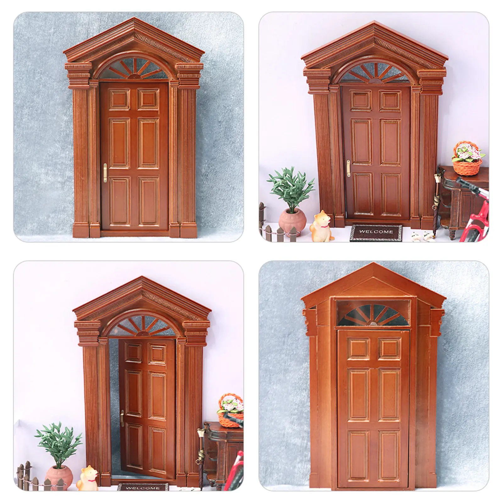 

Миниатюрная деревянная дверь в винтажном стиле для декора мини-домиков, простая и элегантная, ручной работы, идеально подходит для DIY-проектов миниатюрных домиков.