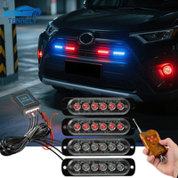 24 LED Police Lights for Car Grill Wireless Control Blue Red Yellow Flashing Beacon Auto Stroboscopes Led Strobe Lights 12-24V