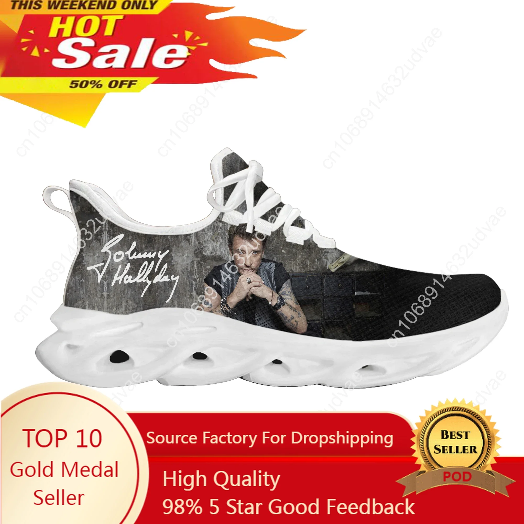 

Johnny Hallyday Rock Singer Flats Sneakers Mens Womens Sports Shoes High Quality Custom Made DIY Sneaker Customized Shoe