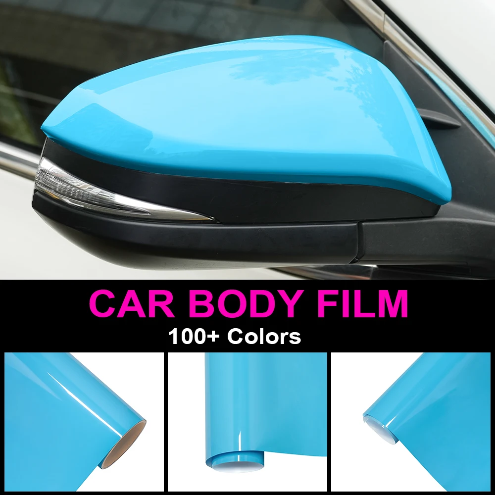 PET Bright Light Blue Car Wrapping  Vinyl Film Sticker Cover Vehicle Mototcycle Body Wraps Decor Decal Roll Auto Accessories