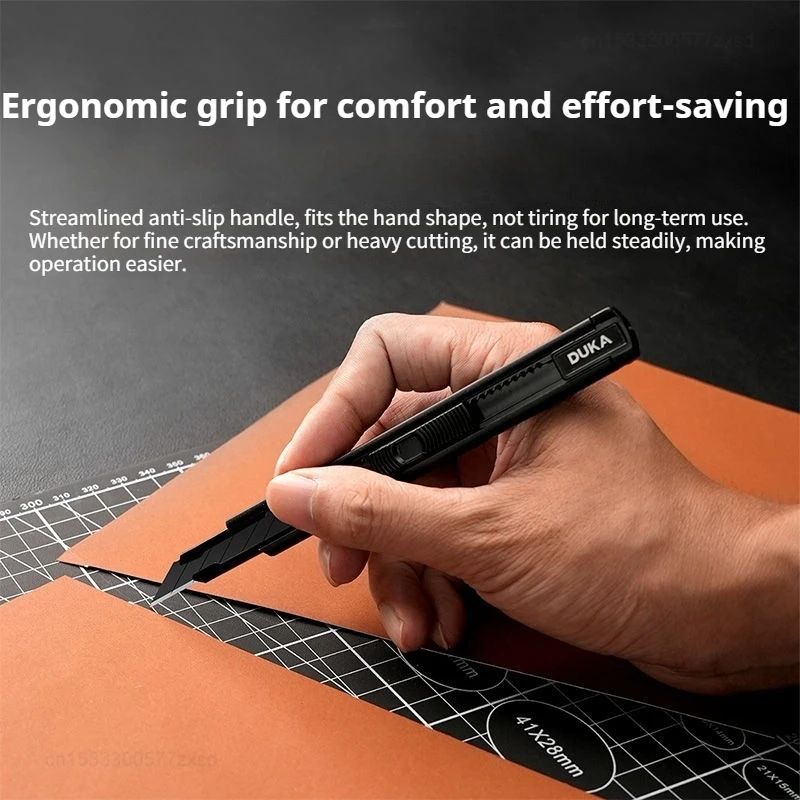 DUKA Utility Knife Box Cutter Retractable Carbon Steel Blades Pocket Knife with Auto-locking Handicraft Tool Multipurpose