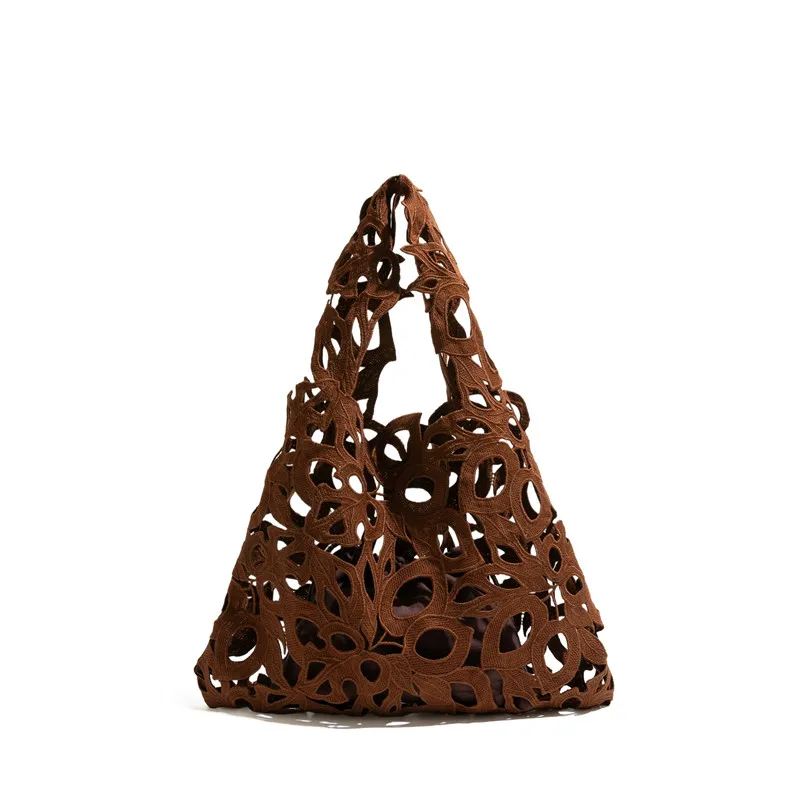 

Lace Shoulder Bag 2025 Women Summer Fashion Designer Handbags Ladies Hollow Out Flower Solid Color Composite Crochet Bags