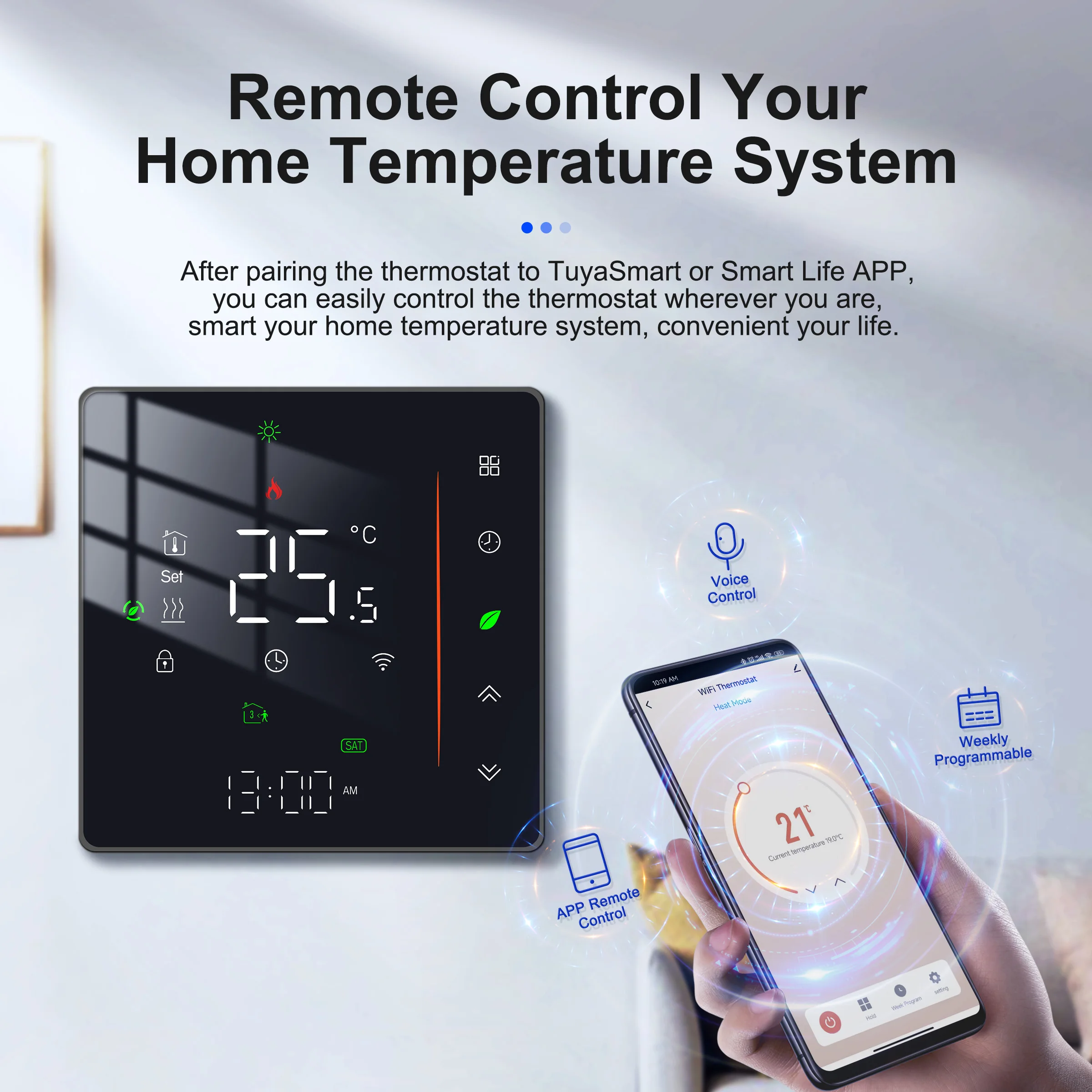 Tuya Smart Heating Thermostat WiFi Electric/Water/Gas Boiler Underfloor Heating Temperature Controller Supports Alexa Hey Google