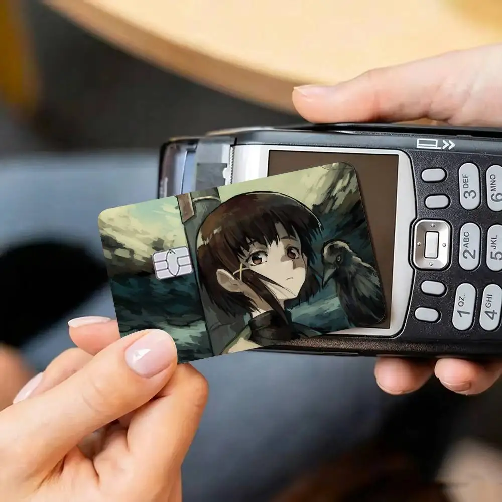 S-Serial Experiments Lain Iwakura  Credit Card HD Stickers Game Card Decal Small Chip Waterproof Sticker Gift