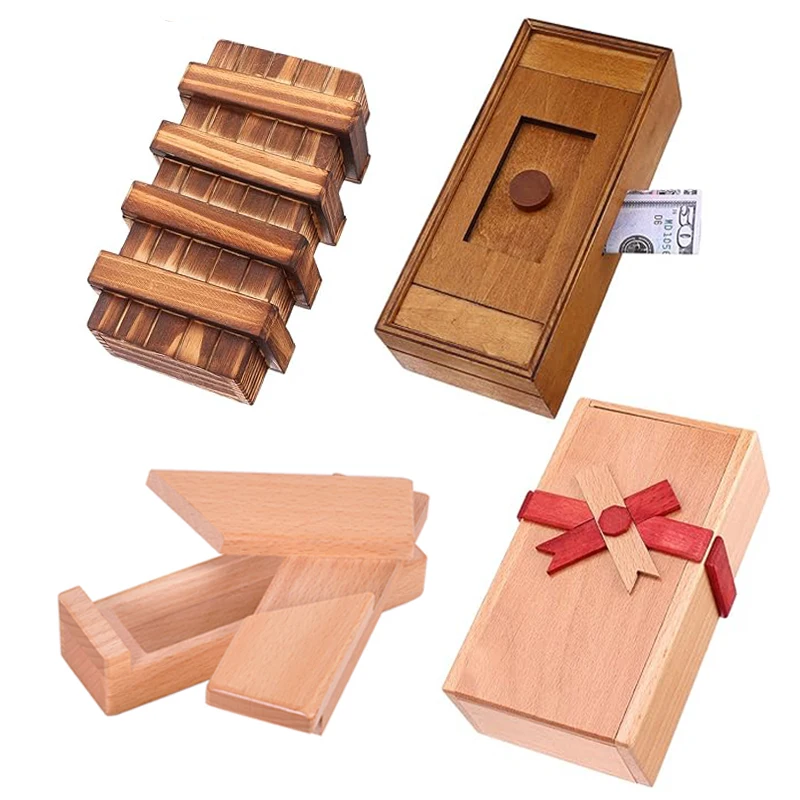 Klasyczne zaskakujące drewniane Puzzle sekretne przegródki łamigłówka gry dla dorosłych i dzieci Rompecabezas De Madera