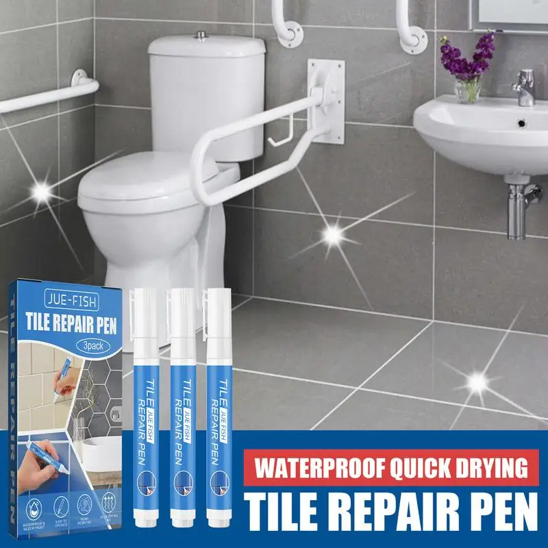 Tile Marker Waterproof Grout Pen Repair Marker Wall Seam Pen For Tile Floor Bathroom Quick Dry White Grout Decontamination Seal