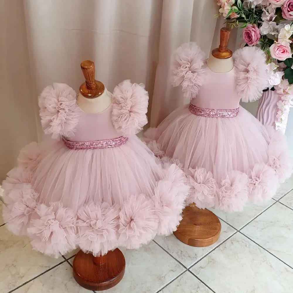 New Baby Girl Dress Princess Birthday Party Dress Tulle Puffy Skirt Flower Girl Dress First comunione Dress evento speciale