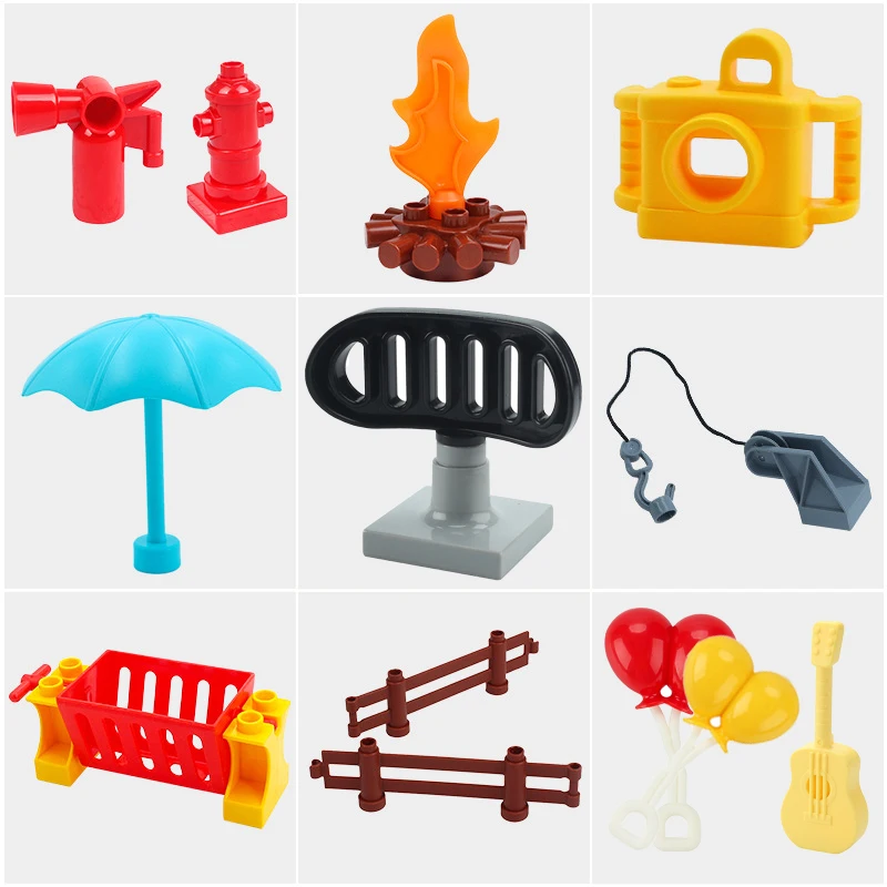 Big Building Blocks Compatible Large Bricks Traffic Sign Roadblock Parking Lever Accessory Boy Toys Educational Kids Toys Gifts