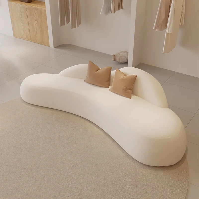 Store Curved Sofa Cream Style Beauty Salon  Apartment Hotel Sofa Rest Area Reception luxury sectional couch furniture