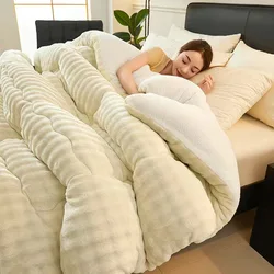 Lamb wool thickened warm winter quilt with milk velvet spring autumn blanket student dormitory comforter single double blanket