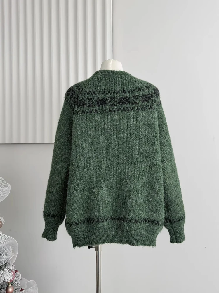 Feminino americano vintage pulôver camisola outono inverno design de moda solto fino malhas topos feminino casual quente novo