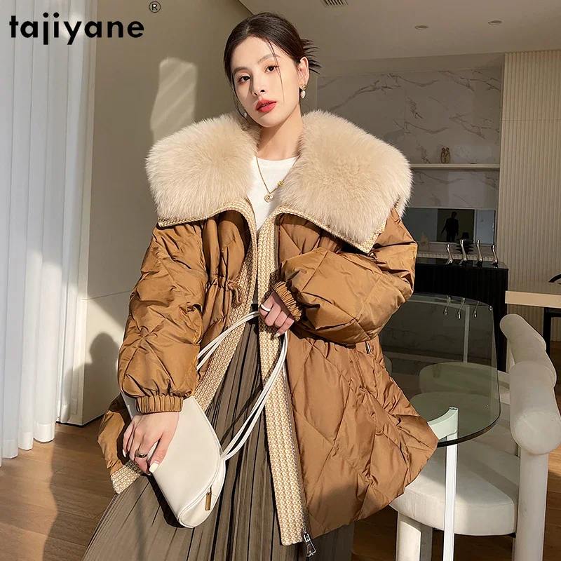 Tajiyane Top Quality 90% White Goose Down Coats Luxury Fox Fur Collar Warm Down Jacket Women Winter Parkas Jaqueta Feminina