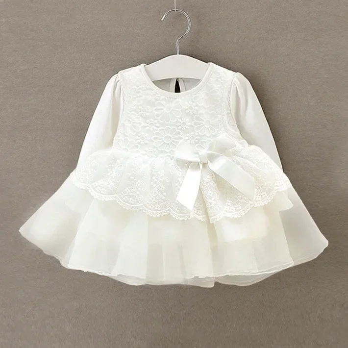 

Newborn Baby Dress Girl Clothes Lace Long Sleeve Wedding Christening Gowns Dress for Infant New Year Girls Dresses