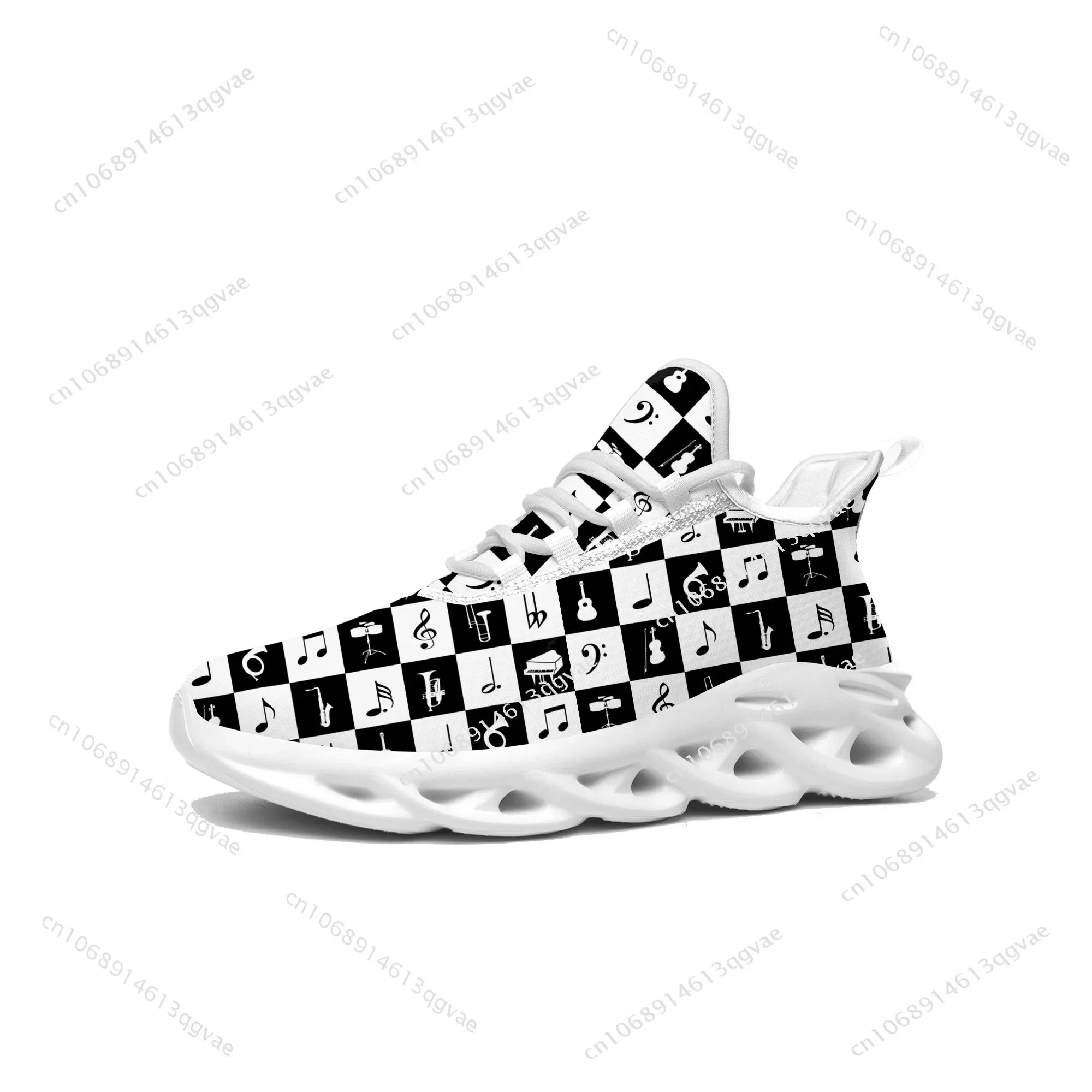 Musical Notes Pattern Flats Sneakers Mens Womens Pop Sports Running High Quality Sneaker Lace Up Mesh Footwear Tailor-made Shoe