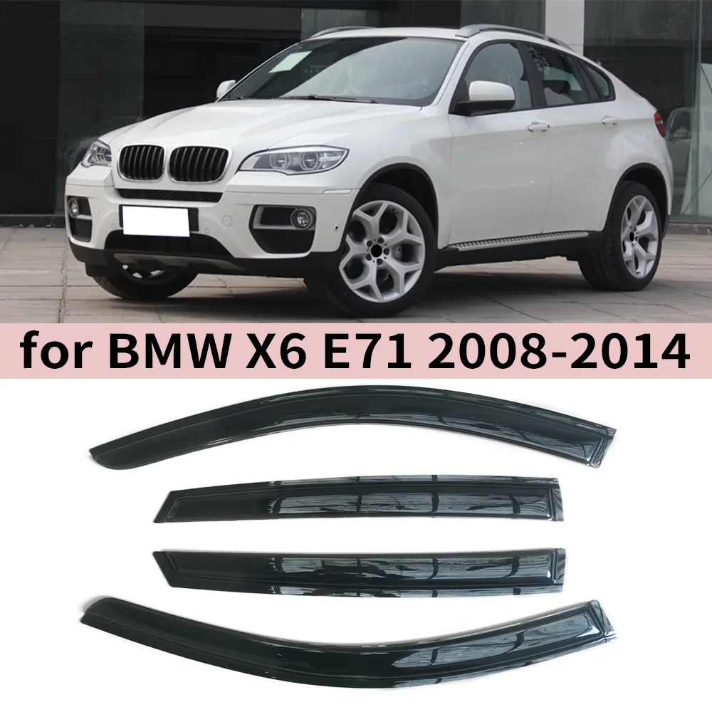 

For BMW X6 E71 2008-2014 Auto Side Window Wind Deflectors Visors Black Rain Guard Door Visor Vent Shade Dark Smoke Ventvisor