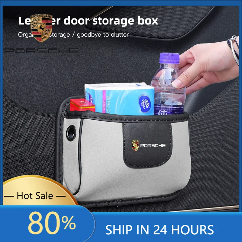 

Наклейки для интерьера автомобиля Porsche, карман для хранения мелочей, кожаная сумка-органайзер для Porsche Cayenne Panamera Macan 911 718 Ta