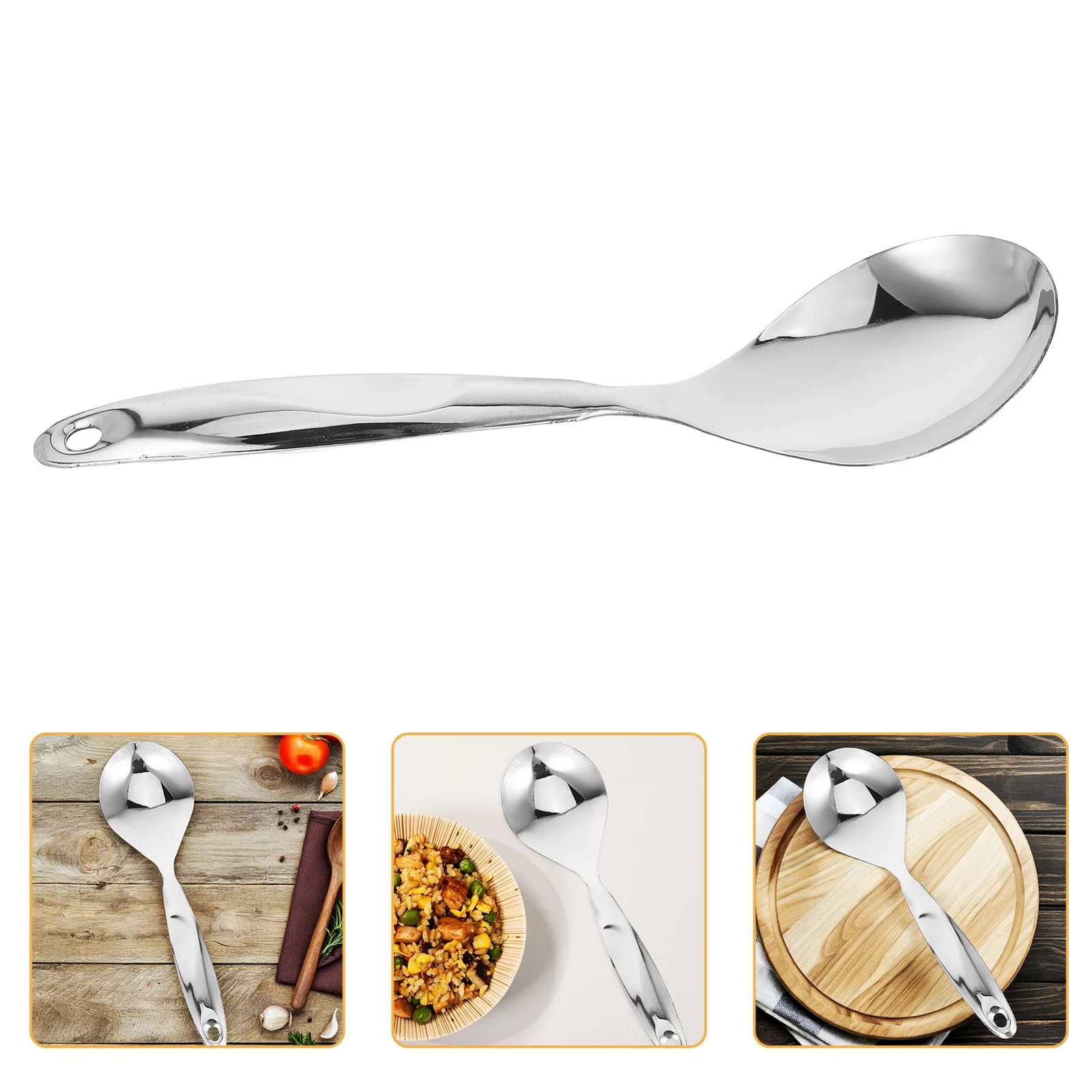 

1Pcs Rice Scoop Stainless Steel Hollow Long Handle Heat Resistant Non Stick Cooking Utensil Kitchen Gadget Cooking Utensils