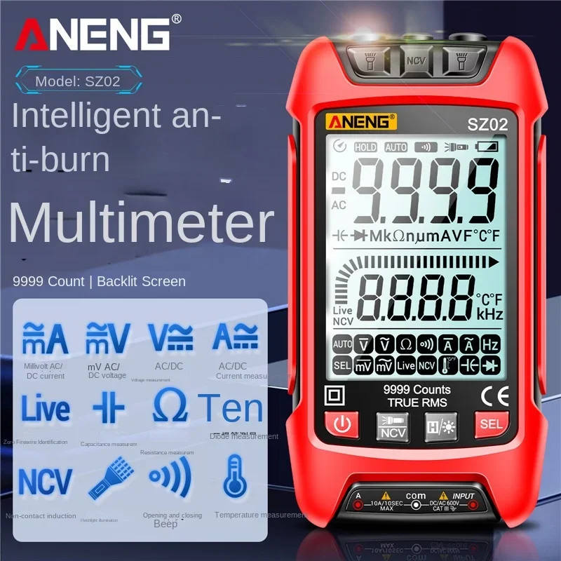 

ANENG SZ01、02 Fully automatic digital display intelligent anti-burn multimeter high-precision electrician maintenance instrument