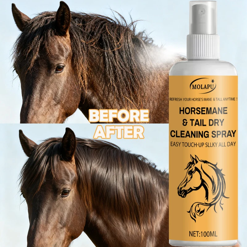 Mane and Tail Anti-Tangle Spray - Gentle natural formula, quickly smooths and softens mane, enhances shine and moisture, with no