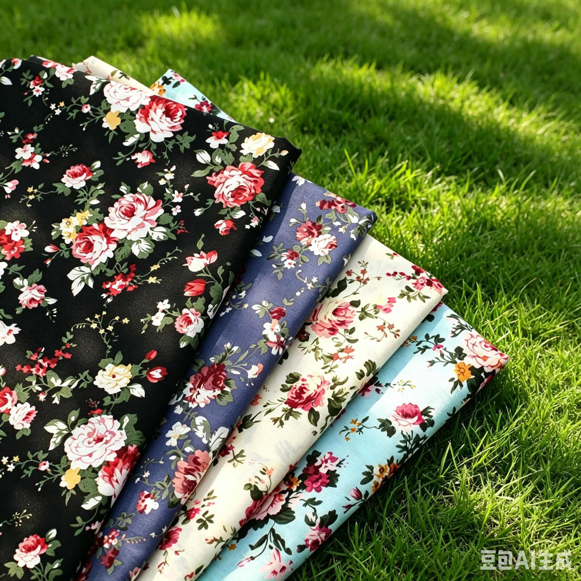 Cotton Printed Fabric Poplin Pastoral Style Per Meter for Clothes Shirt Dress Diy Sewing Cloth Thin Opaque Floral Soft Red Black