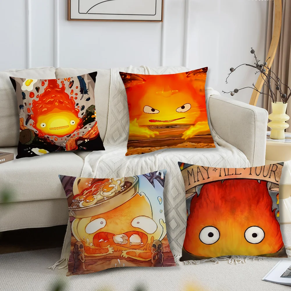 Anime Calcifer H-Howls M-Moving C-Castle cushion cover Living Room Headboard Office Bedroom Cushion Sofa Nap Time Pillow Case
