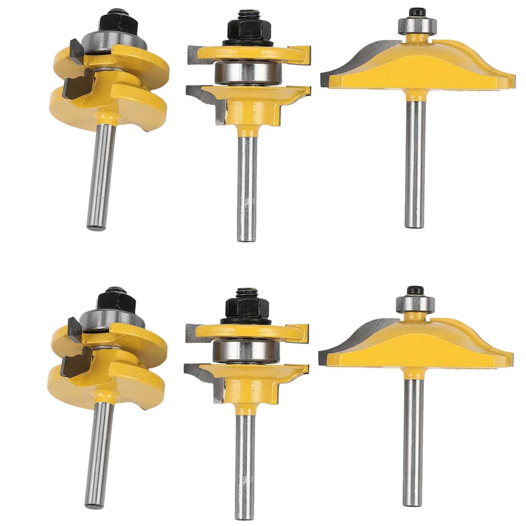 A34R 6Pc 1/4 Shank Raised Panel Cabinet Door Router Bit Set - 3 Bit Ogee Woodworking Cutter Woodworking Router Bits