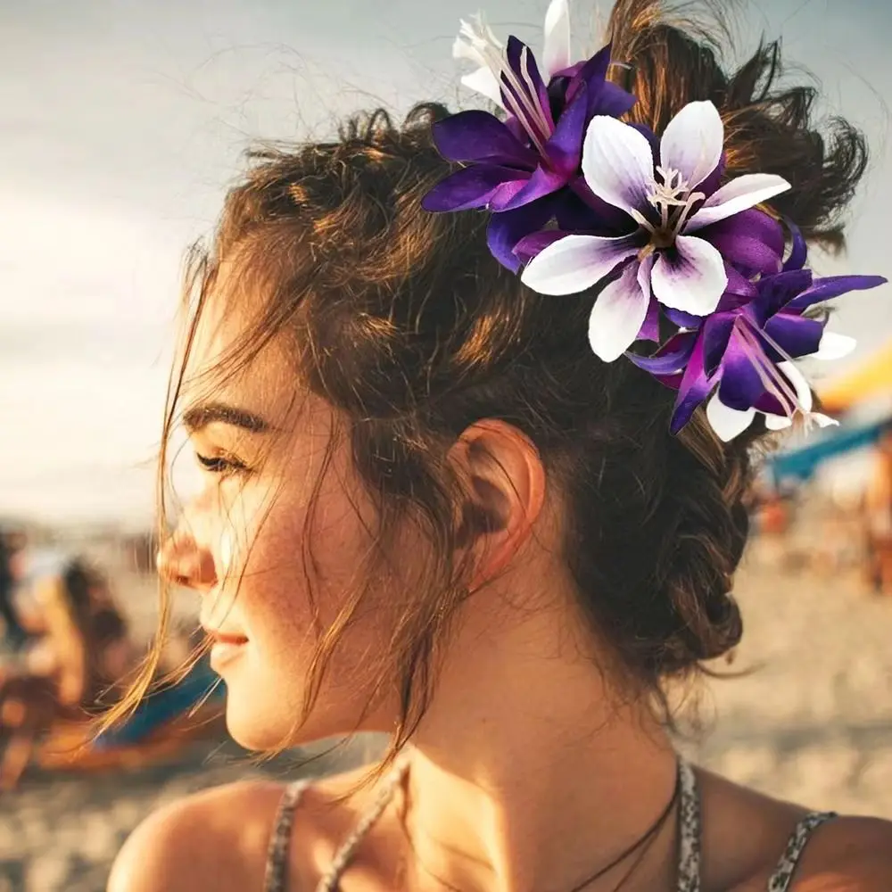 Tropical Artificial Flower Hair Scrunchie Lightweight Simulated Orchid Women's Flower Hair Band Multicolor Soft