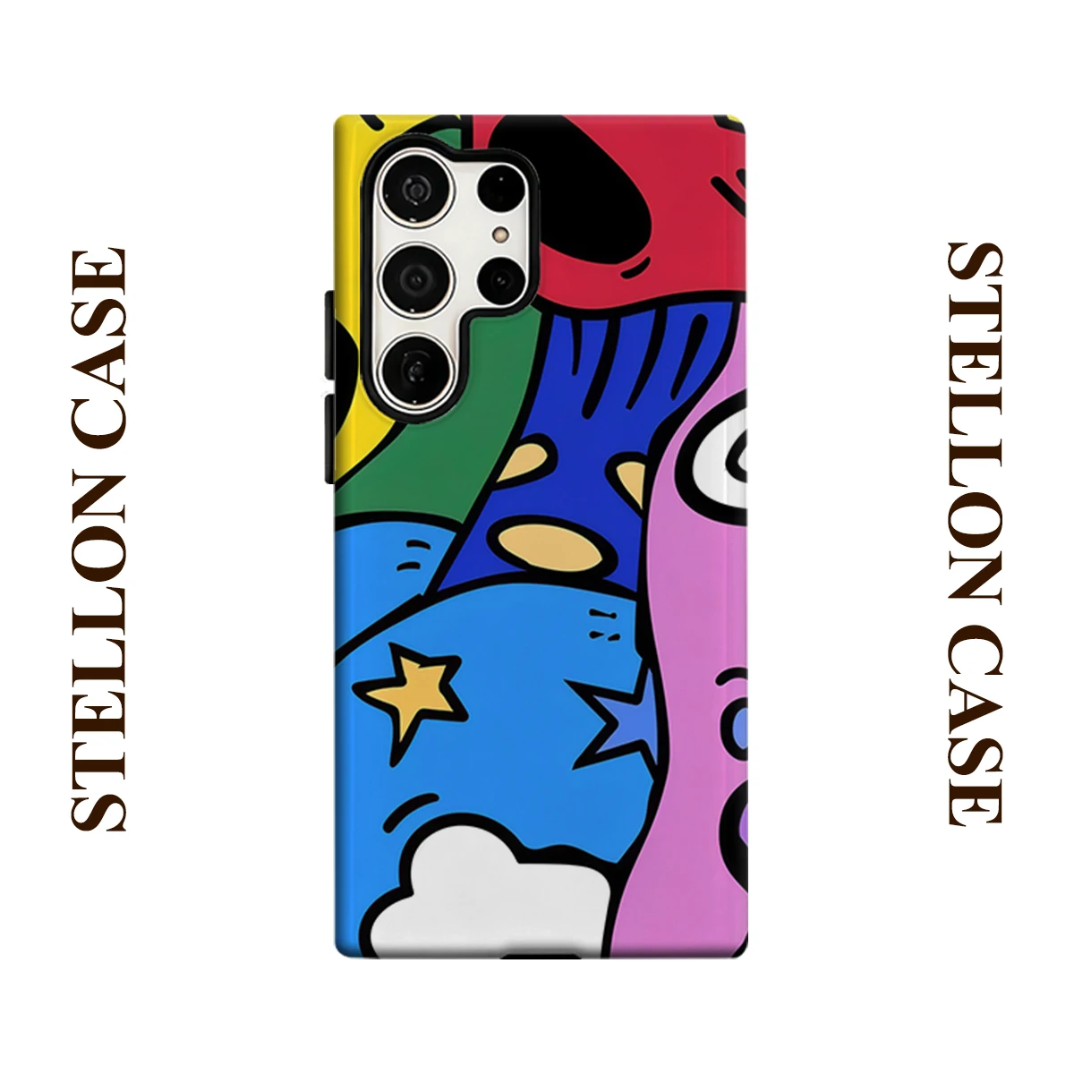Graffiti-Kunst Glänzende Doppelschichtige Stoßfeste Handyhülle für Samsung Galaxy S25 Ultra S24 Plus S23 Ultra Harte Rückseite