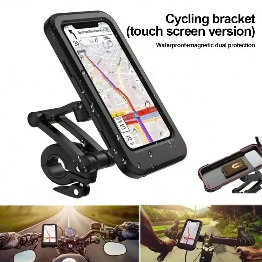 New Adjustable Retractable Bike Phone Holder 360° Rotating Waterproof Anti-Shock Bike/Motorcycle Phone Mount Touchscreen