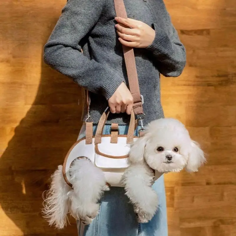 L9BE Soft Bag Leash for Small Dogs with Front Pocket, Body Close Hold and Side Openings for Regular Daily Home Use