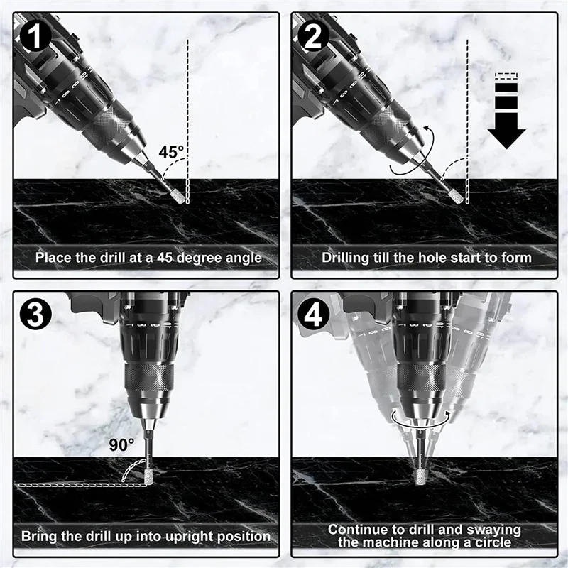 

Набор черных сухих алмазных сверл ABAH-12Pc для гранита, мрамора, плитки, камня, стекла, твердых материалов 5/6/8/10/12 мм