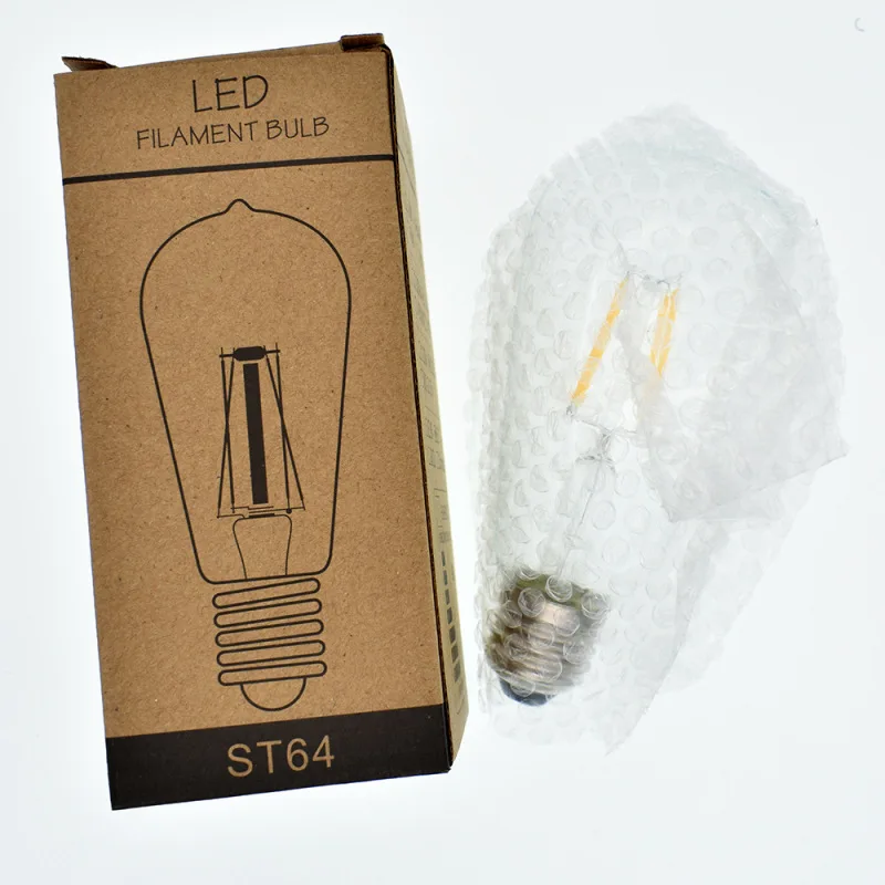 Bombilla LED E26 ST64, 110V, estándar americano transparente, 4W, 6W, decoración de iluminación