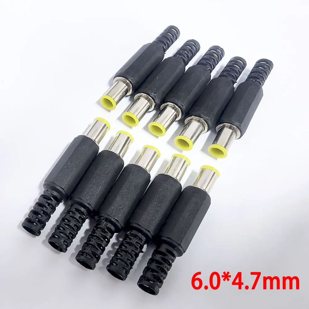 10Pcs/Lot 6.0x4.7MM DC Male Power Connector Plugs with 1.3mm Pin 6.0*4.7MM DC DIY Charging Welding Plug Audio DIY Parts Adapter