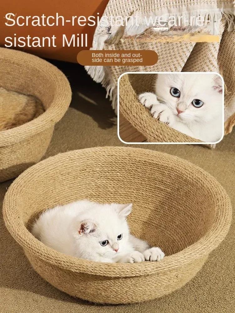 Sisal Cat Claw Plate Wear-resistant Shavings Cat Litter Four Seasons General Hemp Rope Cat Claw Bowl Cat Claw Grinder Round