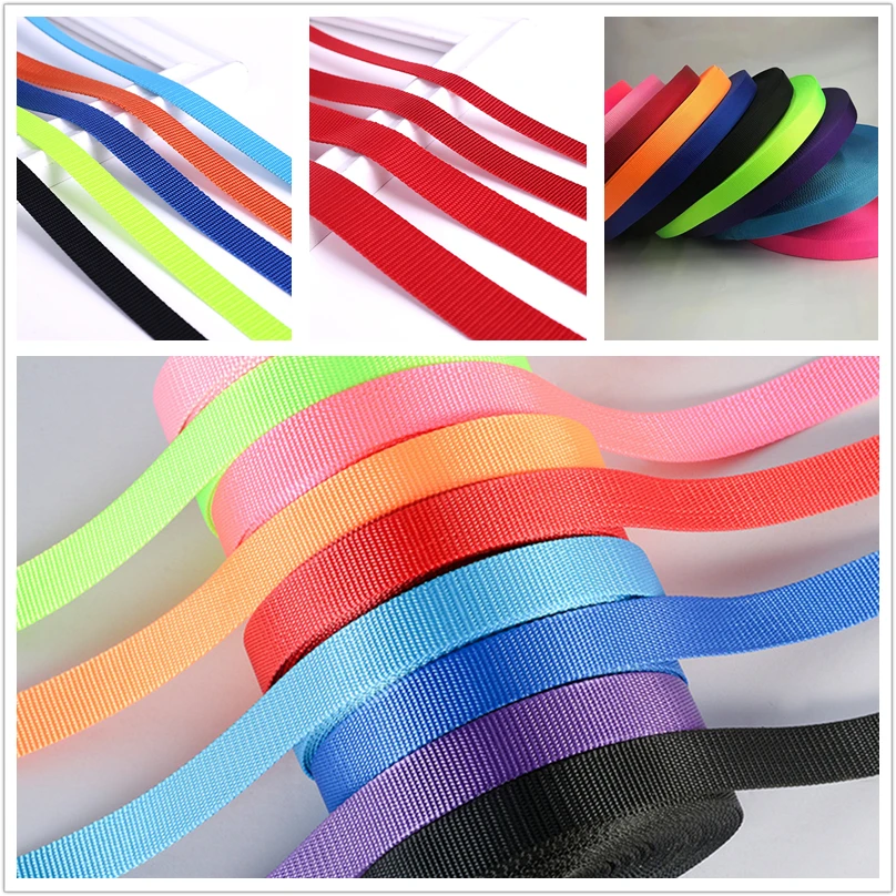 50 Meters 1.5CM Width lmitation Nylon Webbing Straps Polyester 1.5MM Thickness Pet Traction Rope Luggage Bags  Kast Webbing