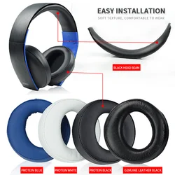Ear Pads Cushion Headband For SONY PS3 PS4 Gold Wireless Stereo Headset CECHYA-0083(L+R)- Jet Black [Old Model]