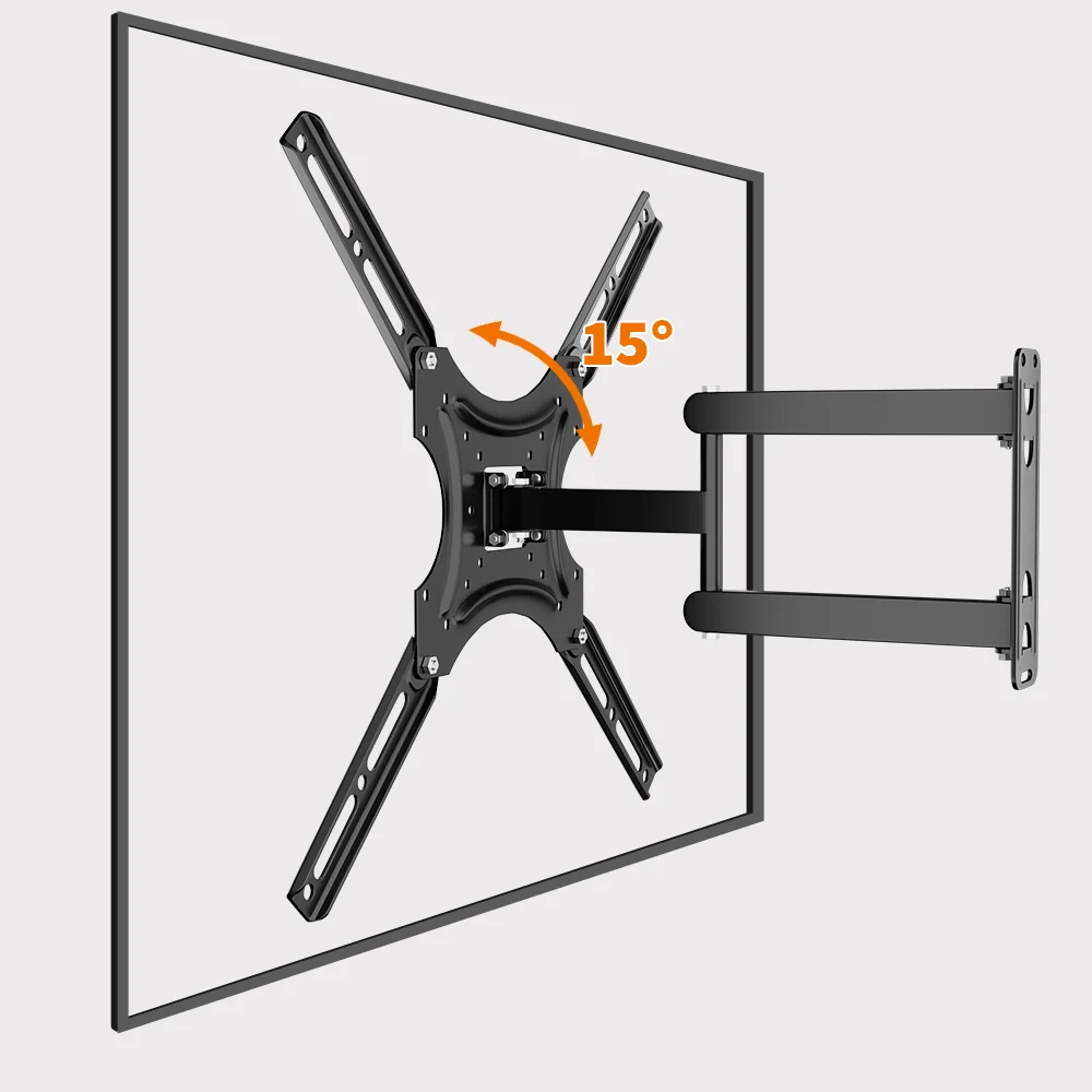 Universelle TV-Monitor-Wandhalterung, Gelenkarme, drehbare Neigungsverlängerung, Drehung für die meisten 17–55 Zoll flachen, gebogenen Fernseher – Detail 12