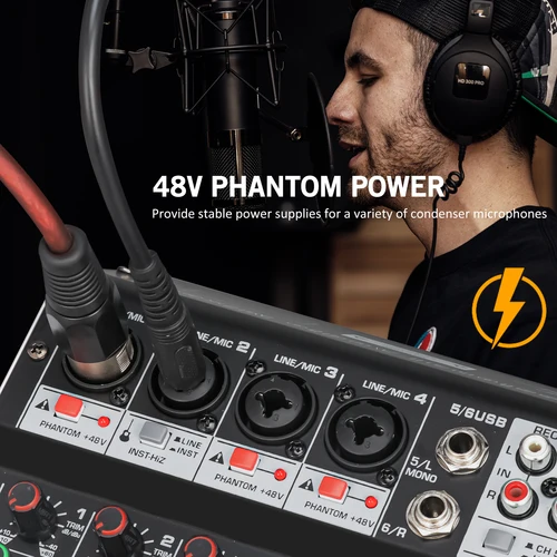 Imagen 2 del producto Mezclador de Audio KDES 4-6-8 canales 99 efecto DSP grabación PC 48V Phantom Power mezcladores de sonido USB Bluetooth consola de DJ mezcla para Karaok