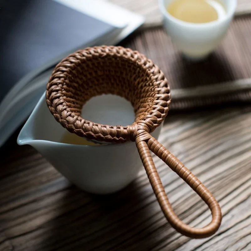 Handmade Rattan Bamboo Tea Infuser Tea Strainer Japanese Style Spice Filter Teaware Sieve Herbal Tools Kitchen Accessories