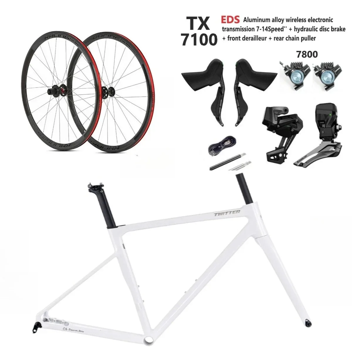 

2025 TWITTER C6 45cm/48cm/51cm/54cm aluminum alloy road bicycle frame.With through shaft 12*142mm 700*30C inner wiring frameset