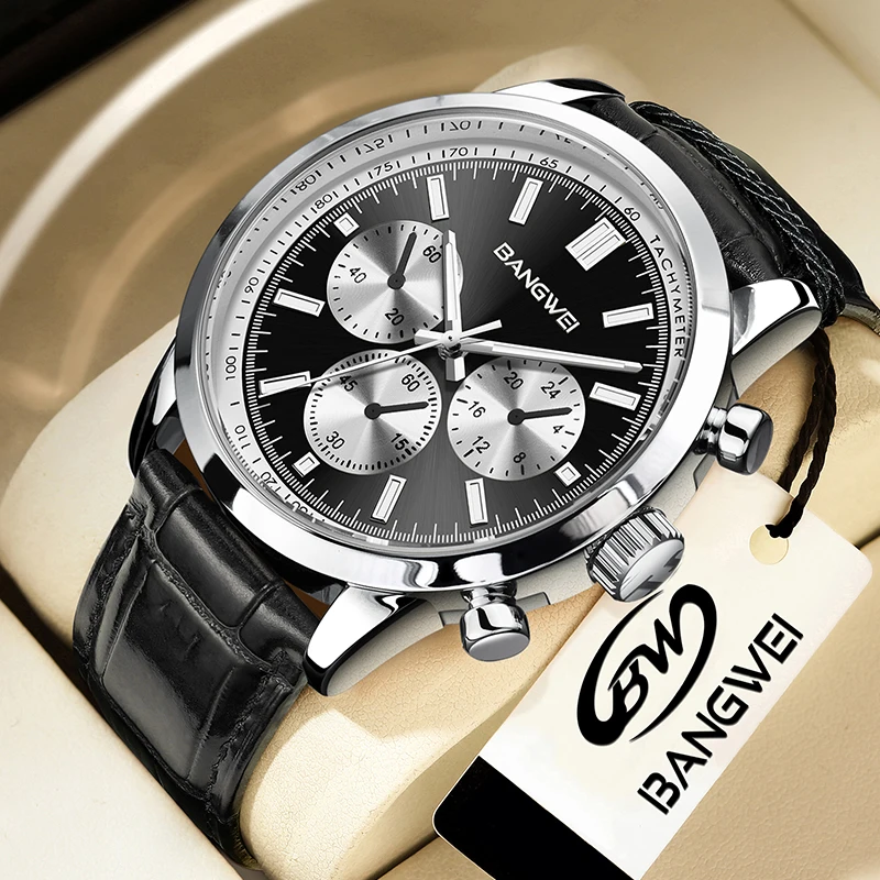 LIGE Casual Sports Luxury Watch for Men Waterproof Luminous Big Dial Leather Strap Man Watches Quartz Fashion Clock Wristwatches