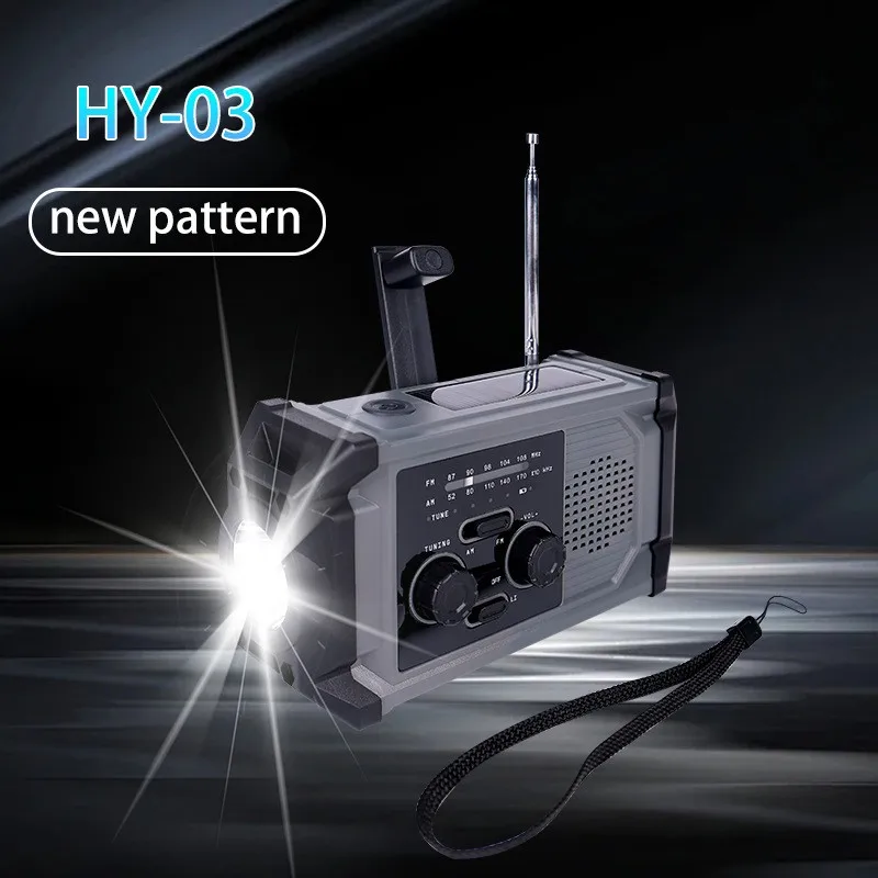 طقم نجاة للطوارئ بقدرة 2000 مللي أمبير في الساعة لراديو الطقس بالطاقة الشمسية مع شاحن هاتف ومصباح يدوي للتخييم