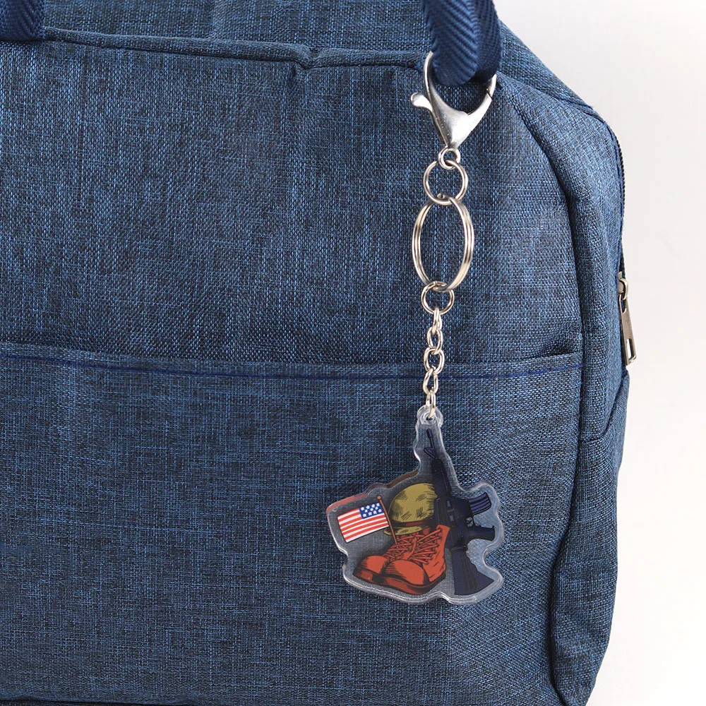 Acrylic Keychain for In The United States European and American Patriotic Theme Veterans Memorial Hanging Pendant Gifts Keyring